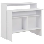 vidaXL Masă de bar cu 2 blaturi, alb, 130x40x120 cm vidaXL Masă de bar cu 2 blaturi, alb, 130x40x120 cm