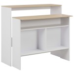 vidaXL Masă de bar cu 2 blaturi, alb și stejar, 130x40x120 cm vidaXL Masă de bar cu 2 blaturi, alb și stejar, 130x40x120 cm