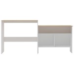 vidaXL Masă de bar cu 2 blaturi, alb și stejar, 130x40x120 cm vidaXL Masă de bar cu 2 blaturi, alb și stejar, 130x40x120 cm