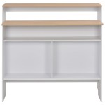 vidaXL Masă de bar cu 2 blaturi, alb și stejar, 130x40x120 cm vidaXL Masă de bar cu 2 blaturi, alb și stejar, 130x40x120 cm