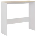 vidaXL Masă de bar cu 2 blaturi, alb și stejar, 130x40x120 cm vidaXL Masă de bar cu 2 blaturi, alb și stejar, 130x40x120 cm