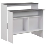 vidaXL Masă de bar cu 2 blaturi, alb și gri, 130x40x120 cm vidaXL Masă de bar cu 2 blaturi, alb și gri, 130x40x120 cm