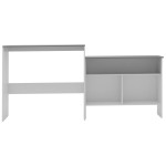 vidaXL Masă de bar cu 2 blaturi, alb și gri, 130x40x120 cm vidaXL Masă de bar cu 2 blaturi, alb și gri, 130x40x120 cm