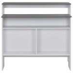 vidaXL Masă de bar cu 2 blaturi, alb și gri, 130x40x120 cm vidaXL Masă de bar cu 2 blaturi, alb și gri, 130x40x120 cm