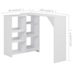 vidaXL Masă de bar cu raft mobil, alb, 138x39x110 cm