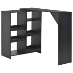 vidaXL Masă de bar cu raft mobil, negru, 138x39x110 cm vidaXL Masă de bar cu raft mobil, negru, 138x39x110 cm
