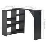 vidaXL Masă de bar cu raft mobil, negru, 138x39x110 cm vidaXL Masă de bar cu raft mobil, negru, 138x39x110 cm