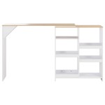 vidaXL Masă de bar cu raft mobil, alb, 138x39x110 cm
