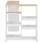 vidaXL Masă de bar cu raft mobil, alb, 138x39x110 cm