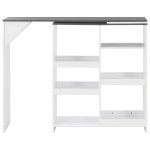 vidaXL Masă de bar cu raft mobil, alb, 138x39x110 cm vidaXL Masă de bar cu raft mobil, alb, 138x39x110 cm