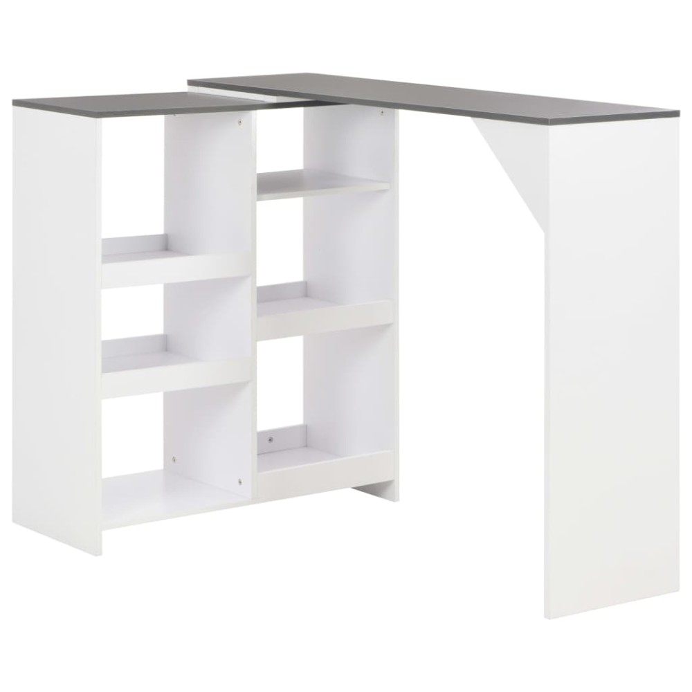 vidaXL Masă de bar cu raft mobil, alb, 138x39x110 cm