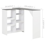 vidaXL Masă de bar cu raft mobil, alb, 138x39x110 cm vidaXL Masă de bar cu raft mobil, alb, 138x39x110 cm