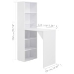 vidaXL Masă de bar cu dulap, alb, 115 x 59 x 200 cm vidaXL Masă de bar cu dulap, alb, 115 x 59 x 200 cm
