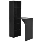 vidaXL Masă de bar cu dulap, negru, 115 x 59 x 200 cm vidaXL Masă de bar cu dulap, negru, 115 x 59 x 200 cm