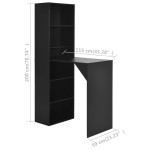 vidaXL Masă de bar cu dulap, negru, 115 x 59 x 200 cm vidaXL Masă de bar cu dulap, negru, 115 x 59 x 200 cm