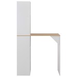 vidaXL Masă de bar cu dulap, alb, 115 x 59 x 200 cm vidaXL Masă de bar cu dulap, alb, 115 x 59 x 200 cm