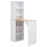 vidaXL Masă de bar cu dulap, alb, 115 x 59 x 200 cm vidaXL Masă de bar cu dulap, alb, 115 x 59 x 200 cm