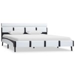 vidaXL Cadru de pat cu LED, alb, 140 x 200 cm, piele ecologică