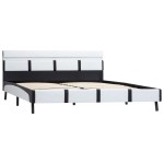 vidaXL Cadru de pat cu LED, alb, 160 x 200 cm, piele artificială