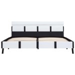 vidaXL Cadru de pat cu LED, alb, 160 x 200 cm, piele artificială