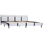 vidaXL Cadru de pat cu LED, alb, 180 x 200 cm, piele artificială
