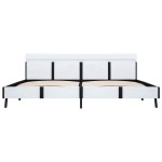 vidaXL Cadru de pat cu LED, alb, 180 x 200 cm, piele artificială