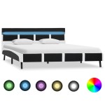 vidaXL Cadru de pat cu LED-uri, negru, 120 x 200 cm, piele ecologică vidaXL Cadru de pat cu LED-uri, negru, 120 x 200 cm, piele ecologică
