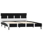 vidaXL Cadru de pat cu LED, negru, 160 x 200 cm, piele ecologică