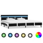vidaXL Cadru de pat cu LED, negru, 180 x 200 cm, piele ecologică vidaXL Cadru de pat cu LED, negru, 180 x 200 cm, piele ecologică