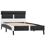 vidaXL Cadru de pat cu LED, gri, 90 x 200 cm, piele ecologică vidaXL Cadru de pat cu LED, gri, 90 x 200 cm, piele ecologică