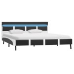 vidaXL Cadru de pat cu LED, gri, 120 x 200 cm, piele ecologică