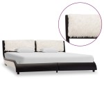 vidaXL Cadru de pat cu LED, negru și alb, 180x200 cm, piele ecologică vidaXL Cadru de pat cu LED, negru și alb, 180x200 cm, piele ecologică
