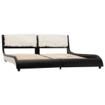 vidaXL Cadru de pat cu LED, negru și alb, 180x200 cm, piele ecologică vidaXL Cadru de pat cu LED, negru și alb, 180x200 cm, piele ecologică