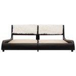 vidaXL Cadru de pat cu LED, negru și alb, 180x200 cm, piele ecologică vidaXL Cadru de pat cu LED, negru și alb, 180x200 cm, piele ecologică