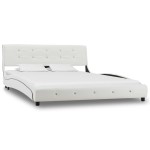 vidaXL Cadru de pat fără saltea piele artificială albă 135x190 cm