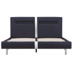 vidaXL Cadru de pat cu LED, negru, 140 x 200 cm, piele artificială