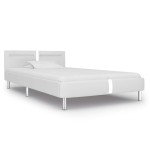 vidaXL Cadru de pat cu LED, alb, 90 x 200 cm, piele artificială