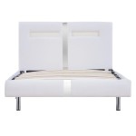 vidaXL Cadru de pat cu LED, alb, 90 x 200 cm, piele artificială
