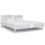 vidaXL Cadru de pat cu LED, alb, 180 x 200 cm, piele artificială
