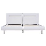 vidaXL Cadru de pat cu LED, alb, 180 x 200 cm, piele artificială