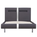vidaXL Cadru de pat cu LED, gri, 90 x 200 cm, piele artificială vidaXL Cadru de pat cu LED, gri, 90 x 200 cm, piele artificială