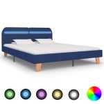 vidaXL Cadru de pat cu LED-uri, albastru, 160x200 cm, material textil