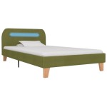vidaXL Cadru de pat cu LED-uri, verde, 90 x 200 cm, material textil
