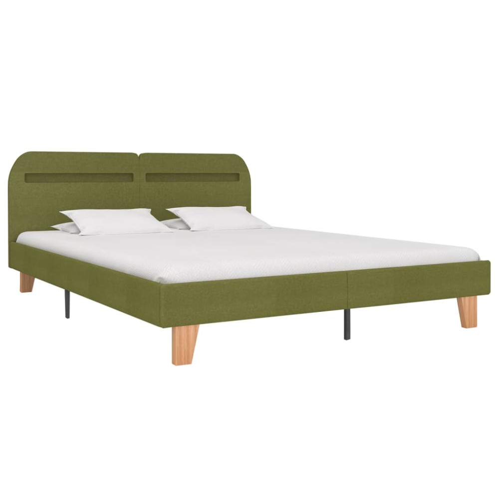 vidaXL Cadru de pat cu LED-uri, verde, 180 x 200 cm, material textil