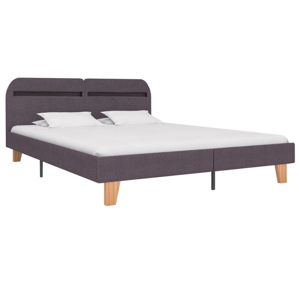 vidaXL Cadru de pat cu LED-uri, gri taupe, 160x200cm, material textil