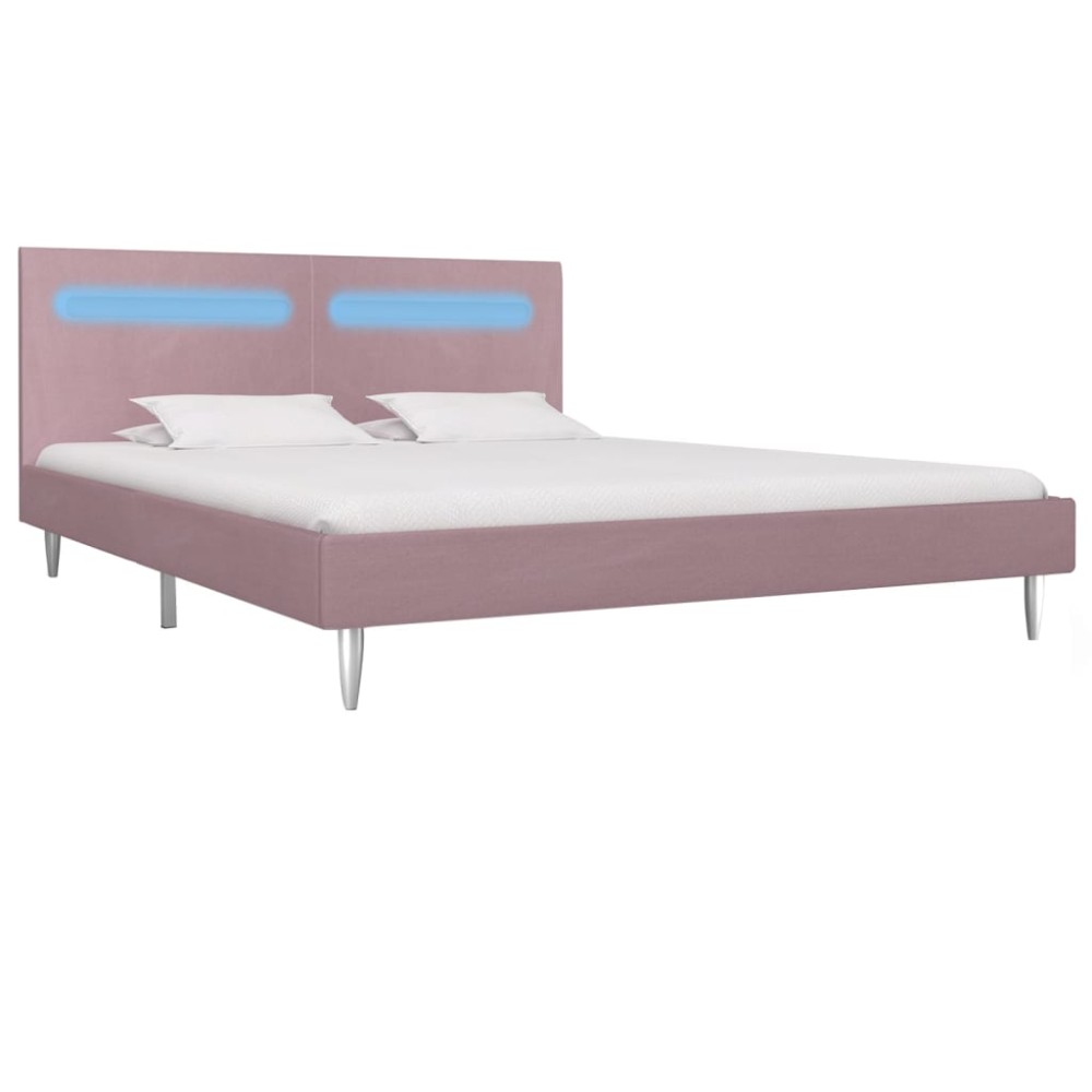 vidaXL Cadru de pat cu LED-uri, roz, 180 x 200 cm, material textil