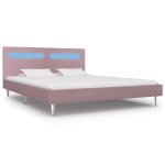 vidaXL Cadru de pat cu LED-uri, roz, 180 x 200 cm, material textil vidaXL Cadru de pat cu LED-uri, roz, 180 x 200 cm, material textil