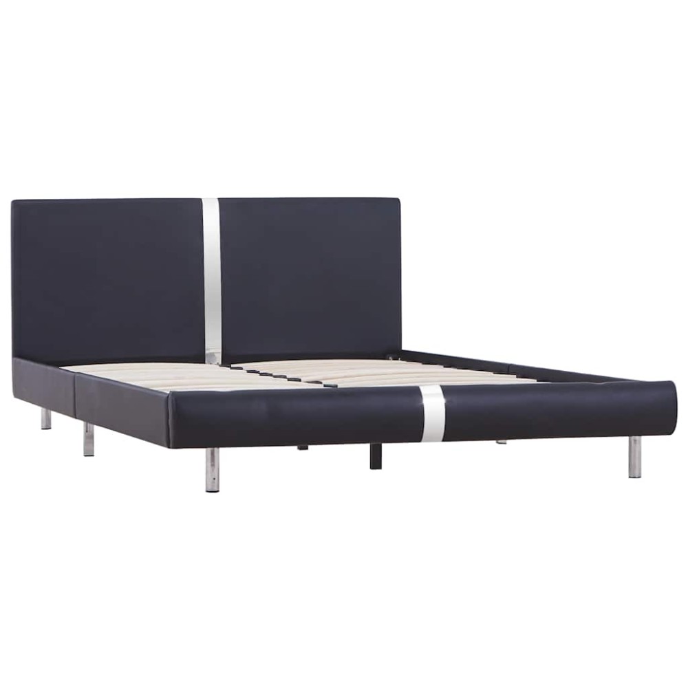 vidaXL Cadru de pat fără saltea piele artificială neagră 135x190 cm