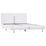 vidaXL Cadru de pat fără saltea piele artificială albă 135x190 cm vidaXL Cadru de pat fără saltea piele artificială albă 135x190 cm