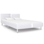 vidaXL Cadru de pat fără saltea piele artificială albă 135x190 cm vidaXL Cadru de pat fără saltea piele artificială albă 135x190 cm